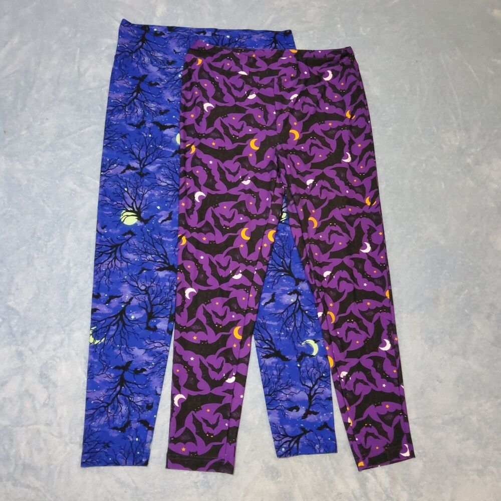 Lot of 2 Halloween Leggings Terra & Sky 0X 14W No Boundaries XL 15-17 Bats Trees - Picture 4 of 6